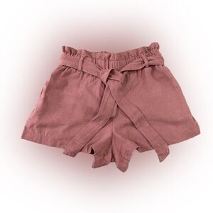 Have Paperbag Shorts Womens S Mauve Pink Linen Blend Tie Waist Casual